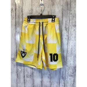United Rivers FC Soccer Geometric Prints Yellow Shorts Size Small
